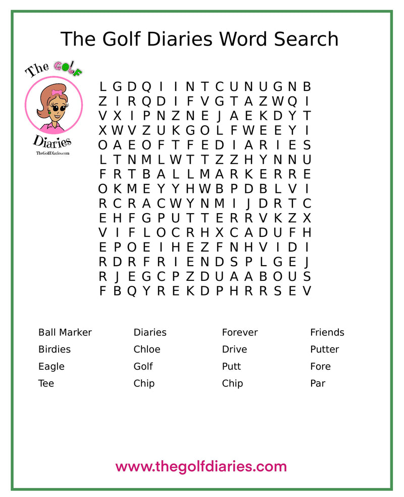 Word Search - The Golf Diaries Printable